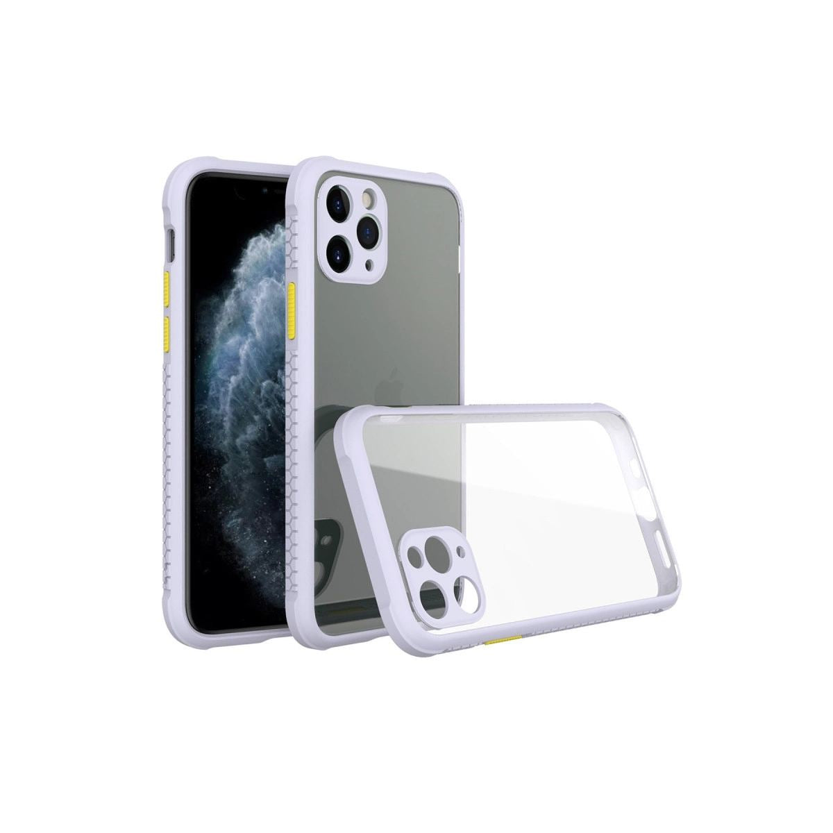 Apple İphone 11 Pro Max Kılıf Miami Şeffaf Silikon - Lila