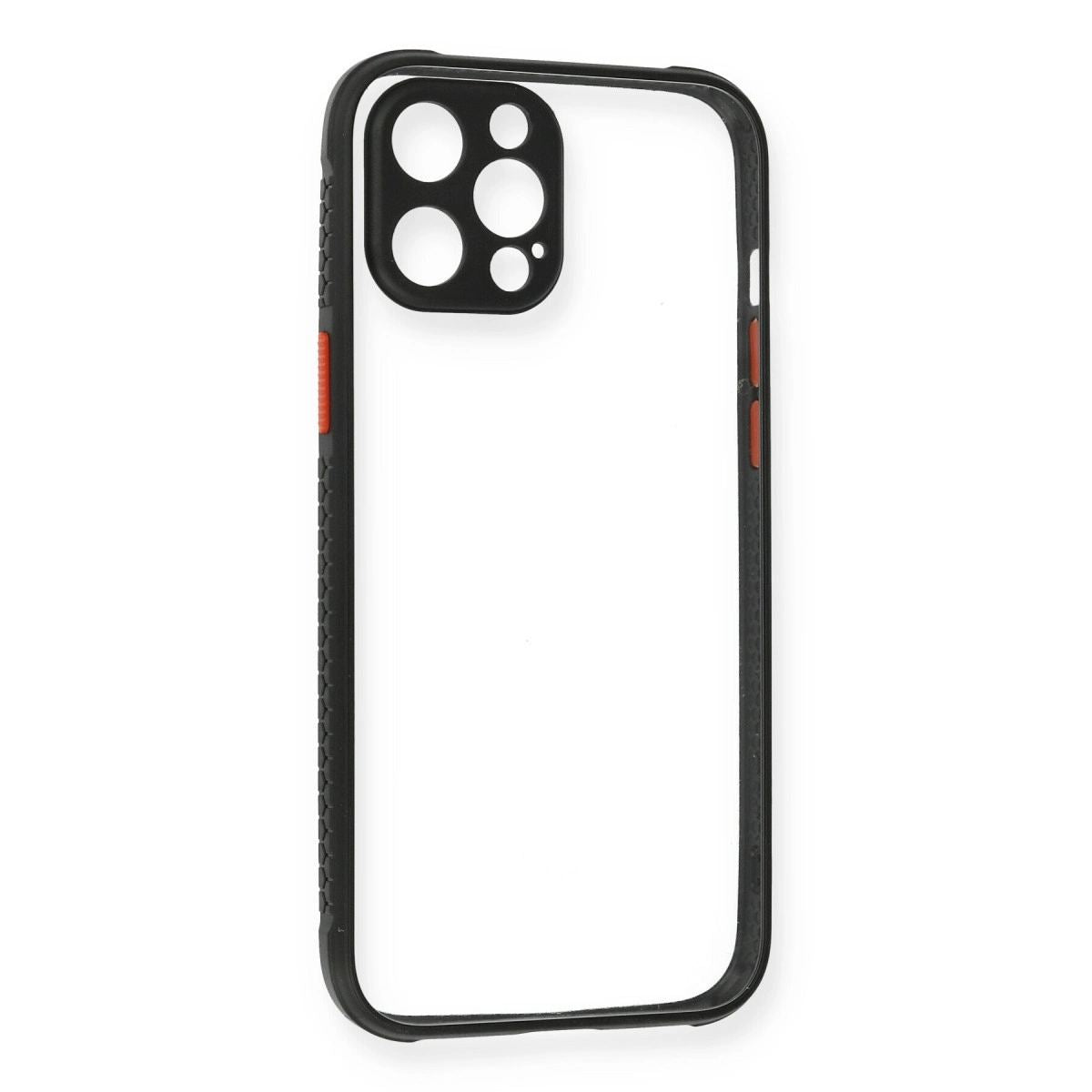 Apple İphone 12 Pro Kılıf Miami Şeffaf Silikon - Siyah