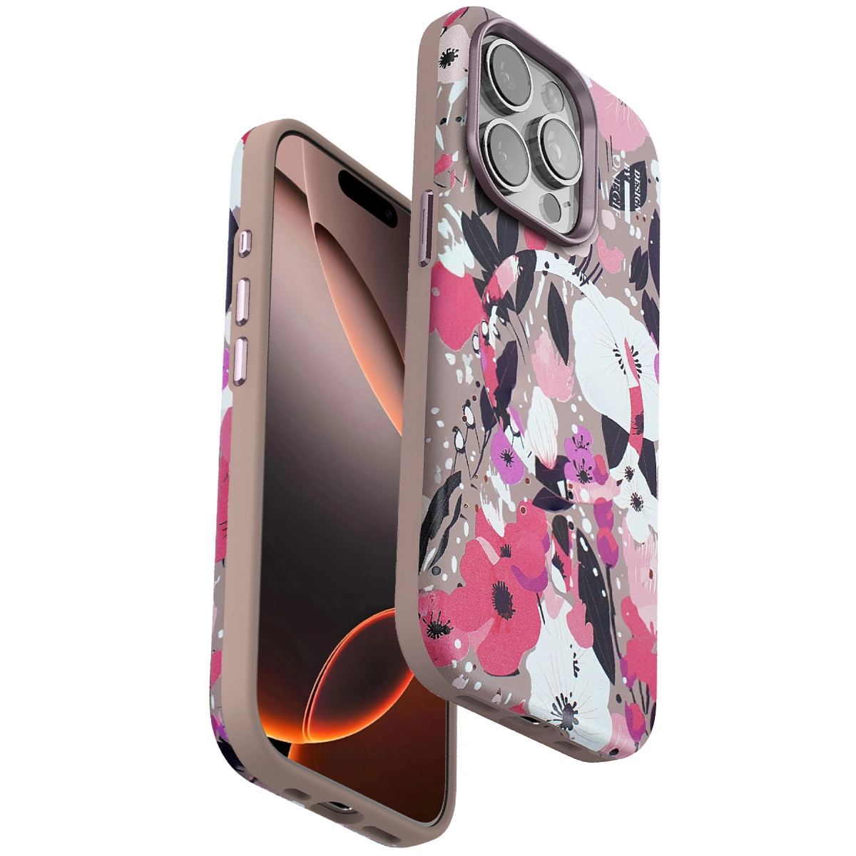 Onegif Apple İphone 14 Pro Flower Series Magsafe Kapak - Pembe