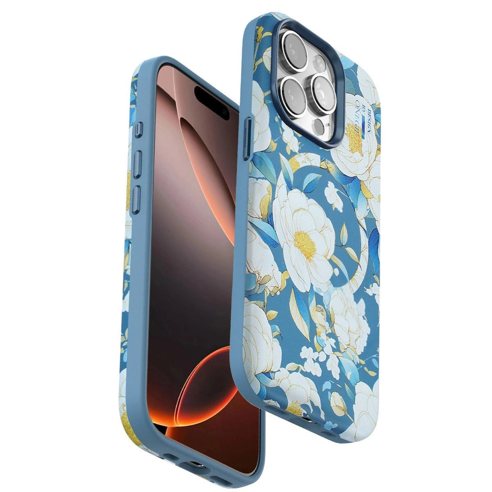 Onegif Apple İphone 14 Pro Max Flower Series Magsafe Kapak - Mavi