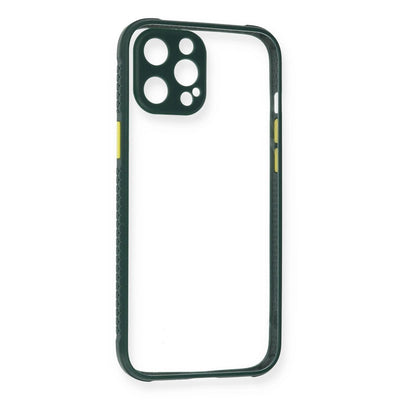Apple İphone 12 Pro Max Kılıf Miami Şeffaf Silikon - Koyu Yeşil