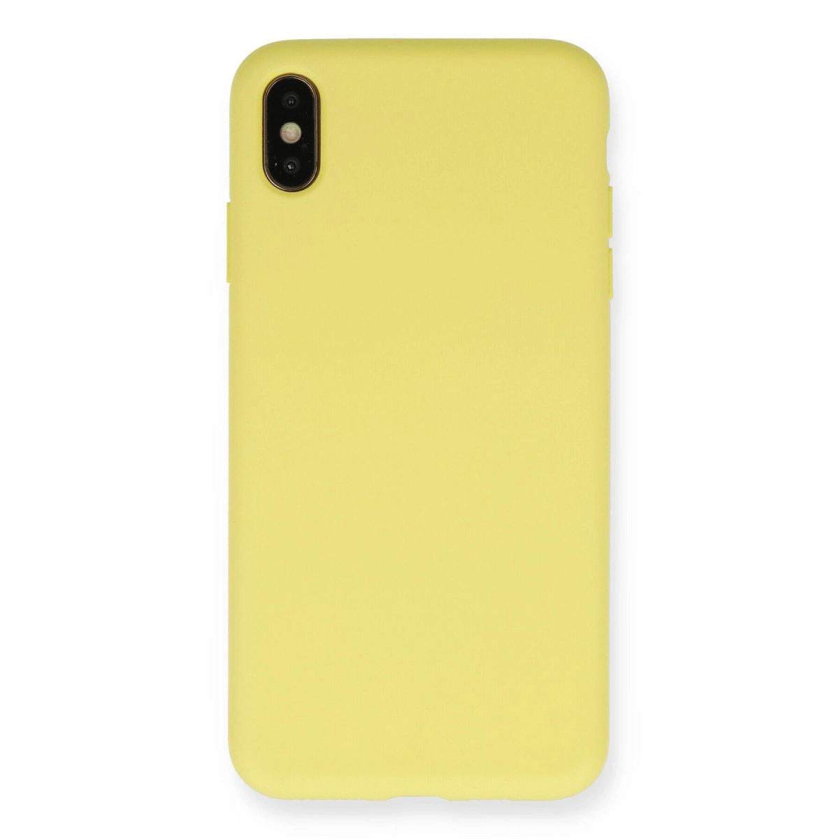 Apple İphone Xs Max Kılıf Nano İçi Kadife Silikon - Mat Sarı