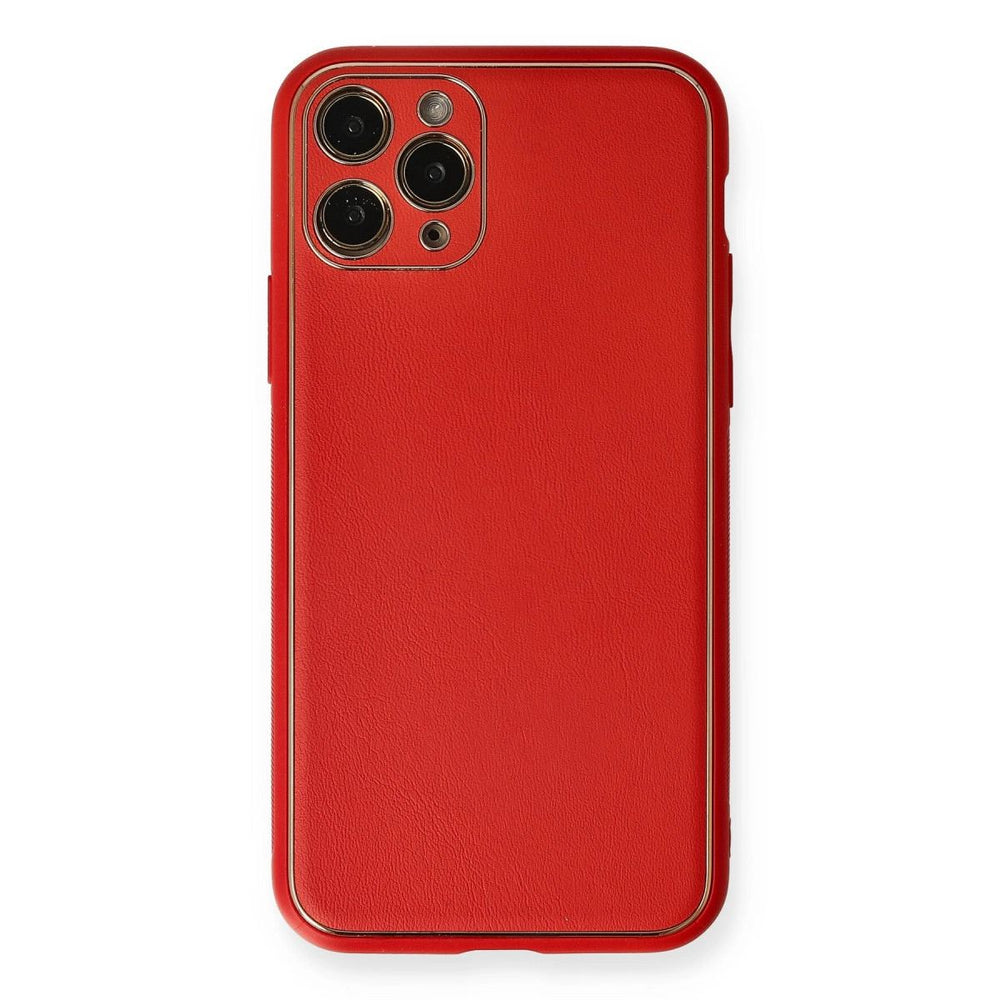Apple İphone 11 Pro Max Kılıf Coco Deri Silikon Kapak - Kırmızı