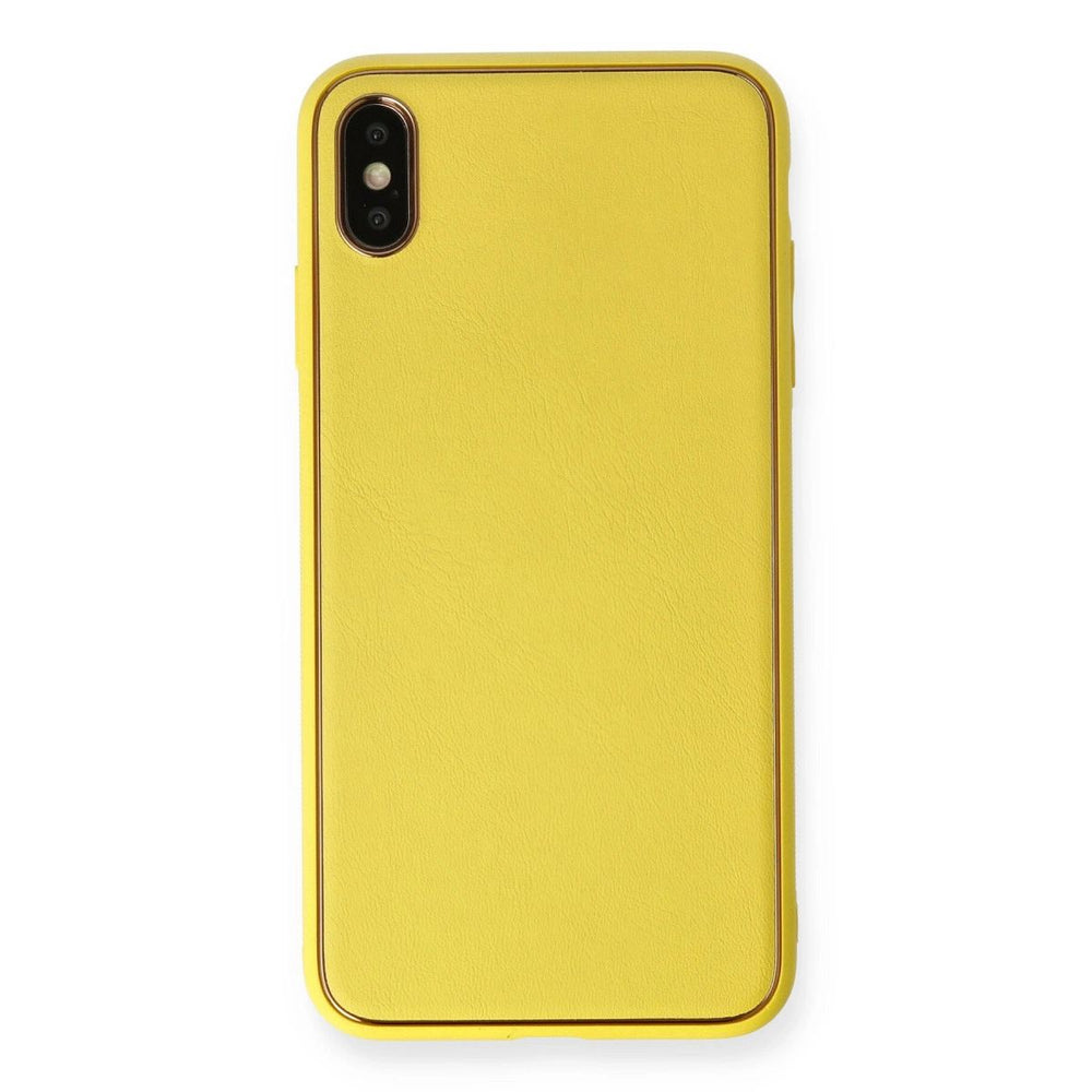 Apple İphone Xs Max Kılıf Coco Deri Silikon Kapak - Sarı
