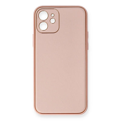 Apple İphone 12 Kılıf Coco Deri Silikon Kapak - Pembe