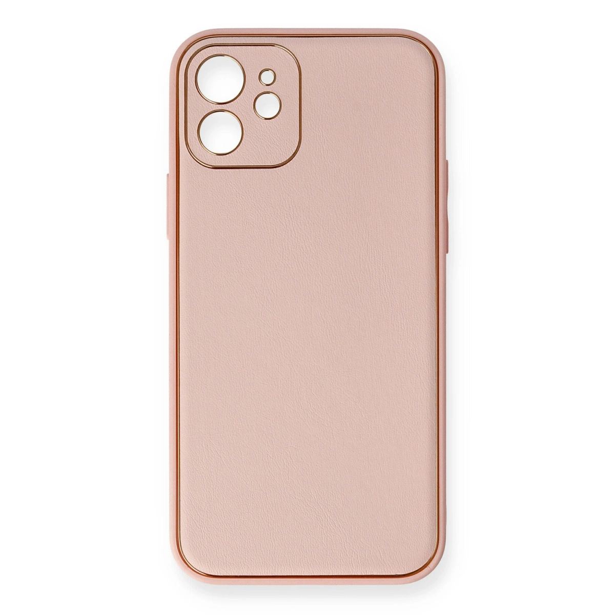 Apple İphone 12 Kılıf Coco Deri Silikon Kapak - Pembe