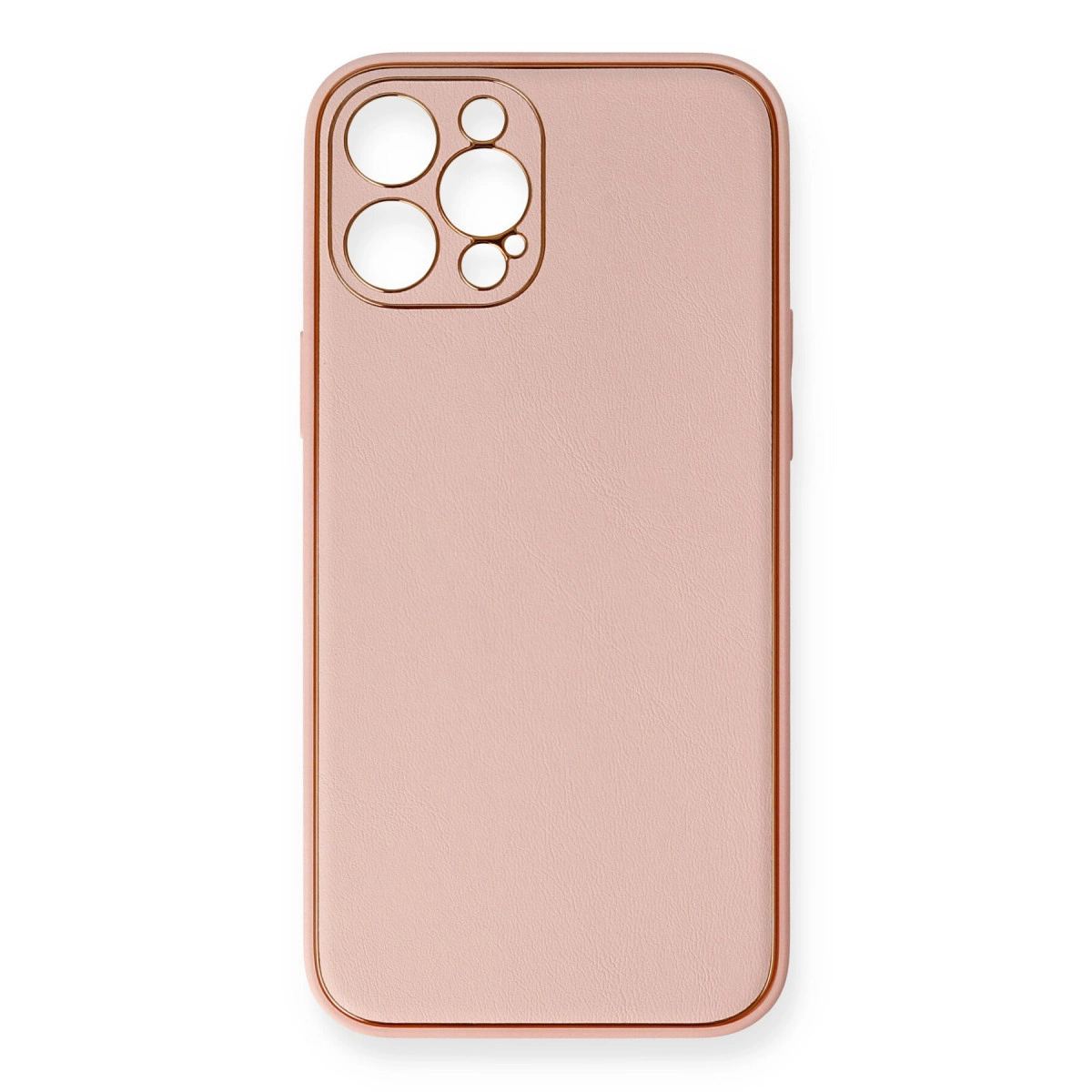 Apple İphone 12 Pro Max Kılıf Coco Deri Silikon Kapak - Pembe