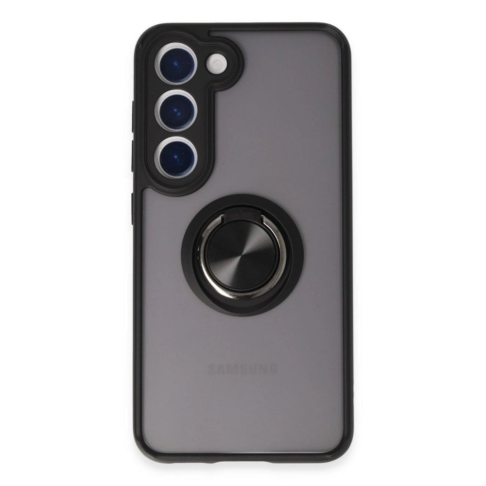 Samsung Galaxy S23 Kılıf Montreal Yüzüklü Silikon Kapak - Siyah