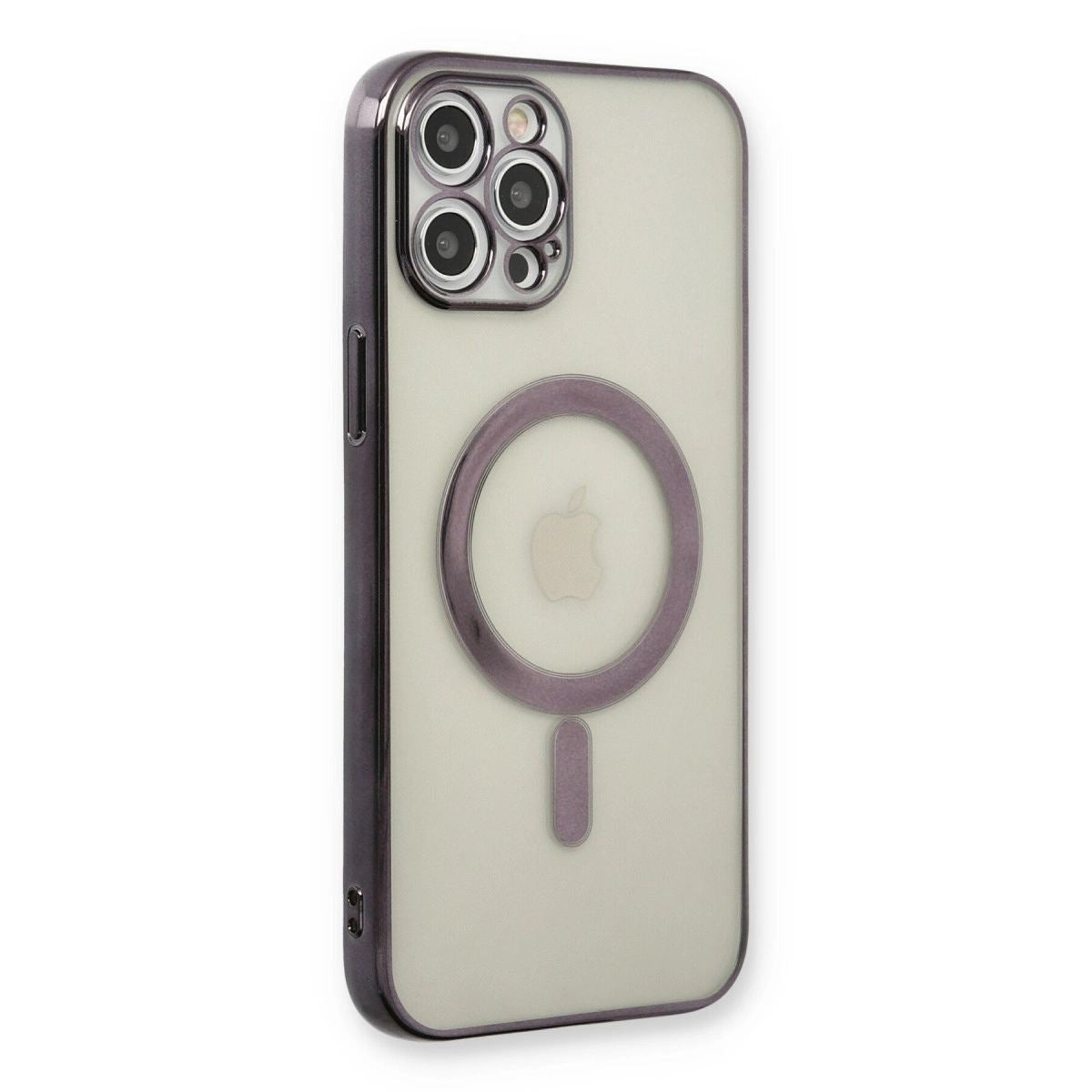 Apple İphone 12 Pro Kılıf Magneticsafe Lazer Silikon - Siyah