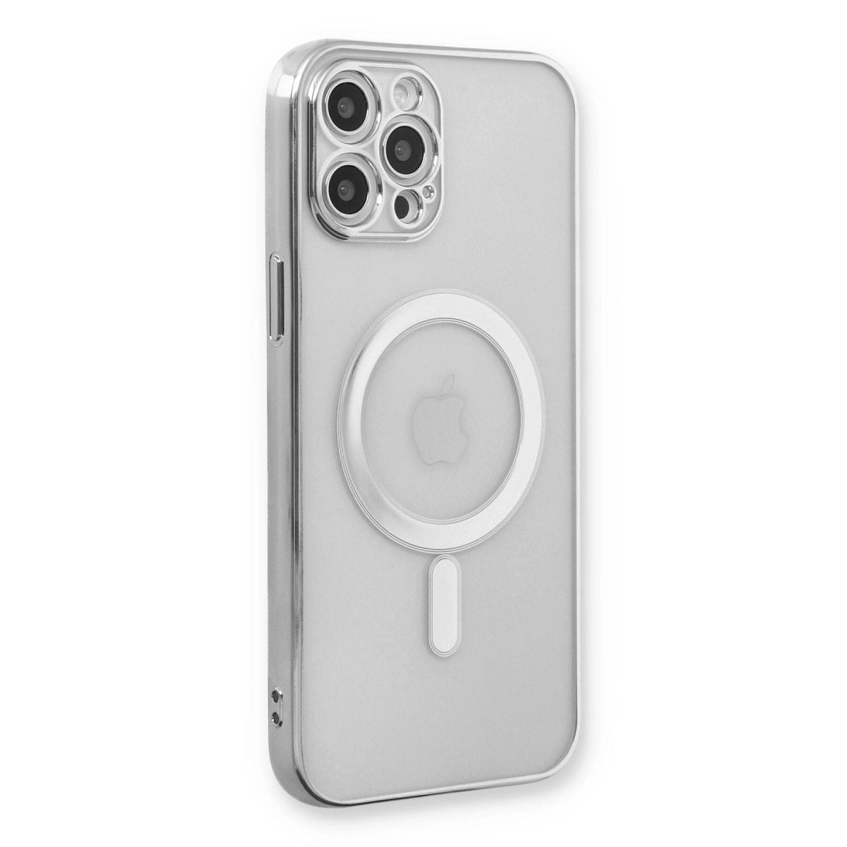 Apple İphone 12 Pro Kılıf Magneticsafe Lazer Silikon - Gümüş