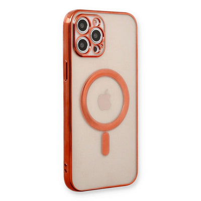Apple İphone 12 Pro Kılıf Magneticsafe Lazer Silikon - Kırmızı