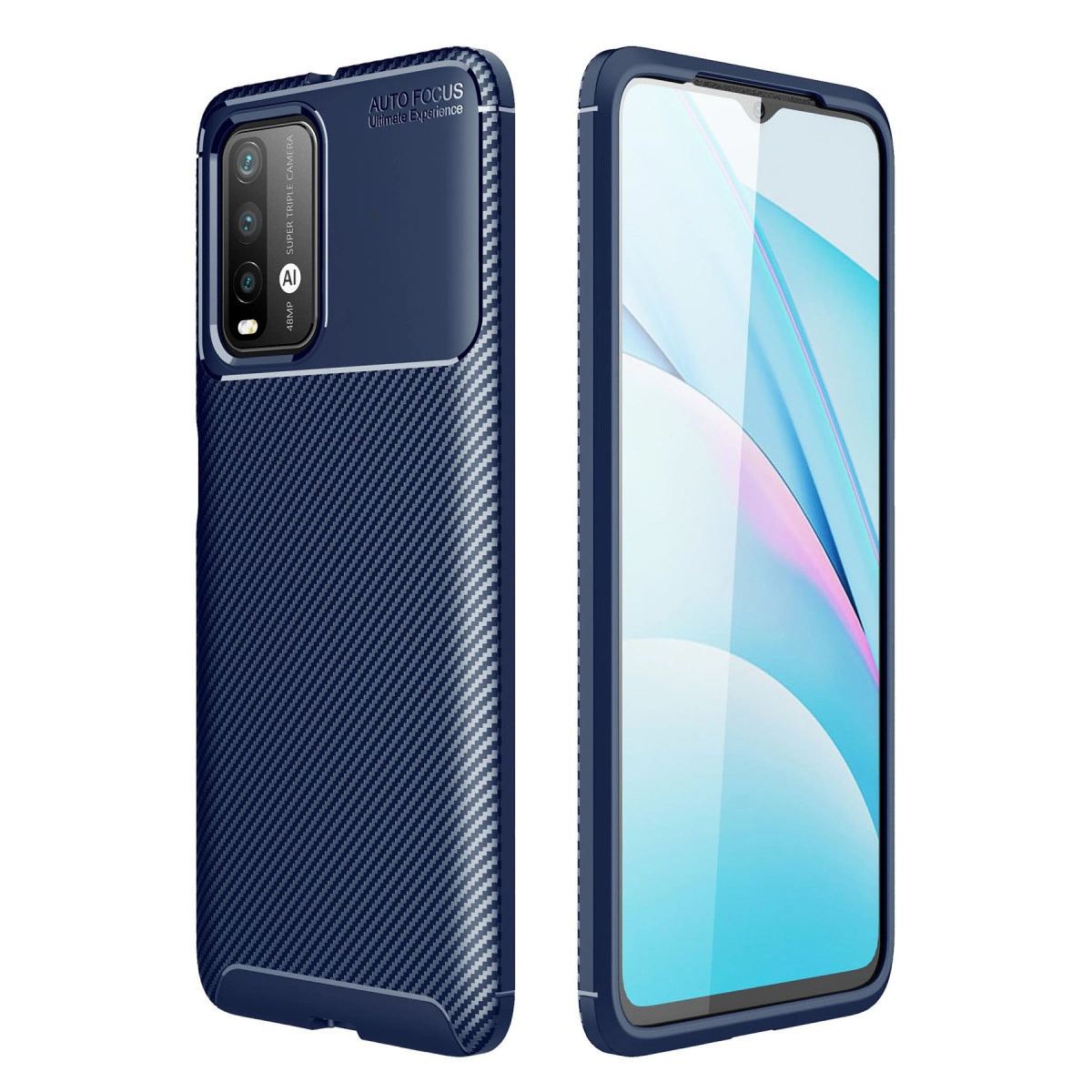 Xiaomi Redmi 9t Kılıf Auto Focus Karbon Kapak - Lacivert