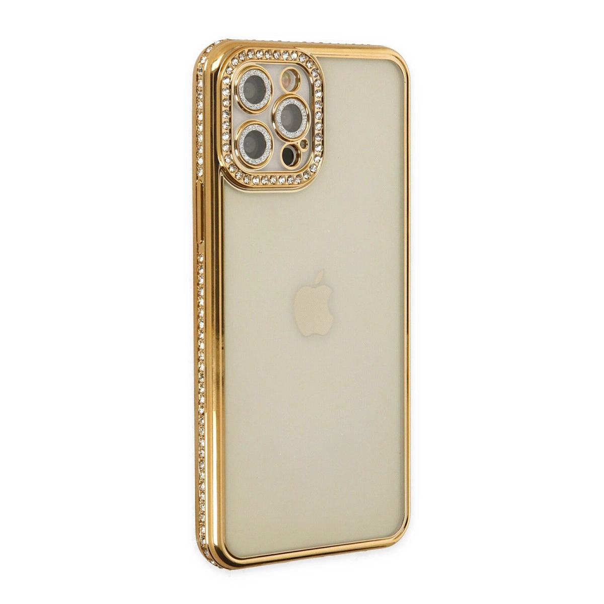 Apple İphone 12 Pro Kılıf Joke Taşlı Silikon - Gold