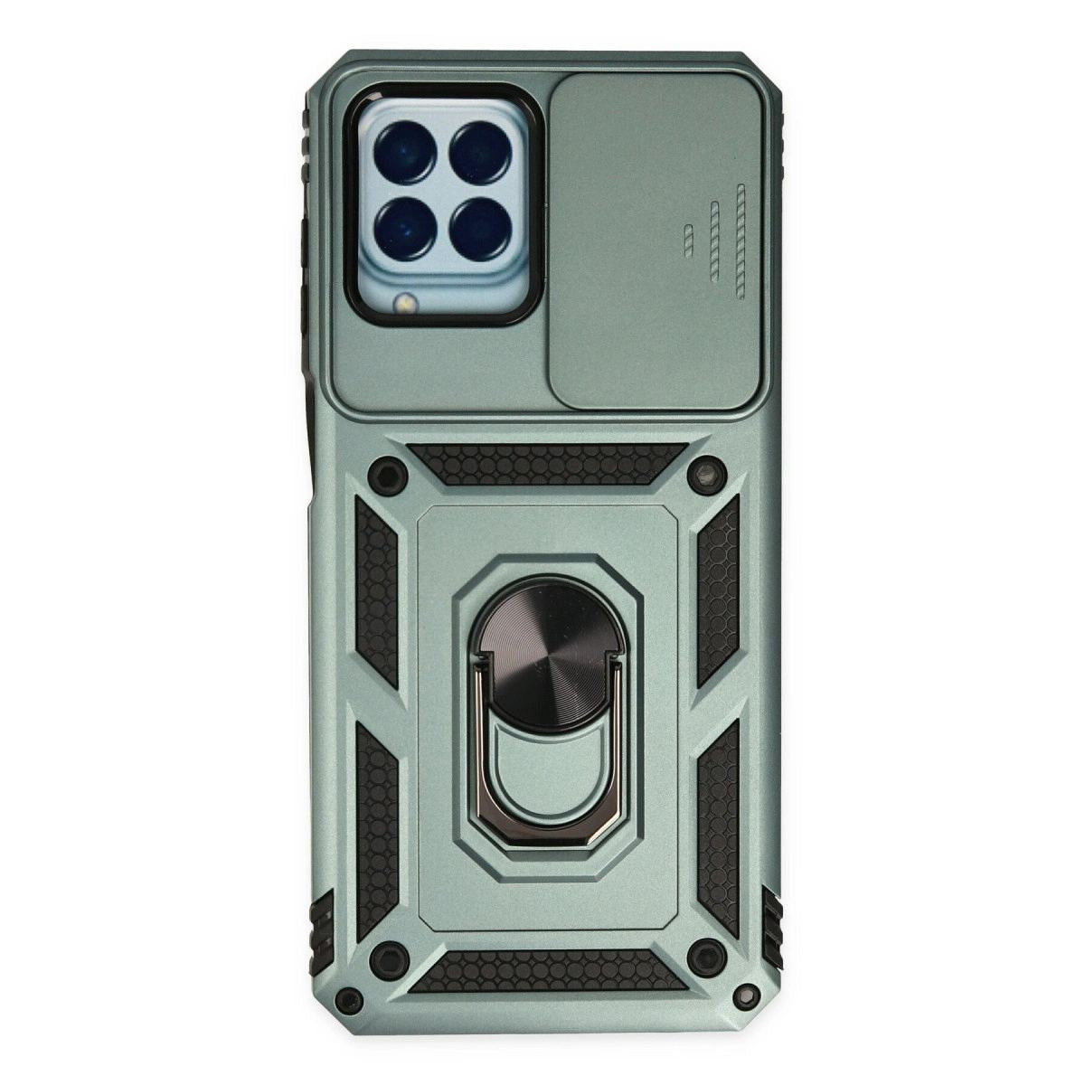 Samsung Galaxy M33 Kılıf Pars Lens Yüzüklü Silikon - Yeşil