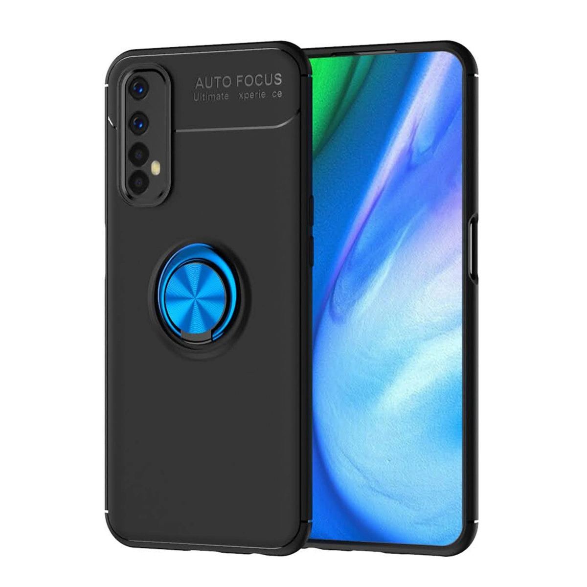 Realme 7 Kılıf Range Yüzüklü Silikon - mavi