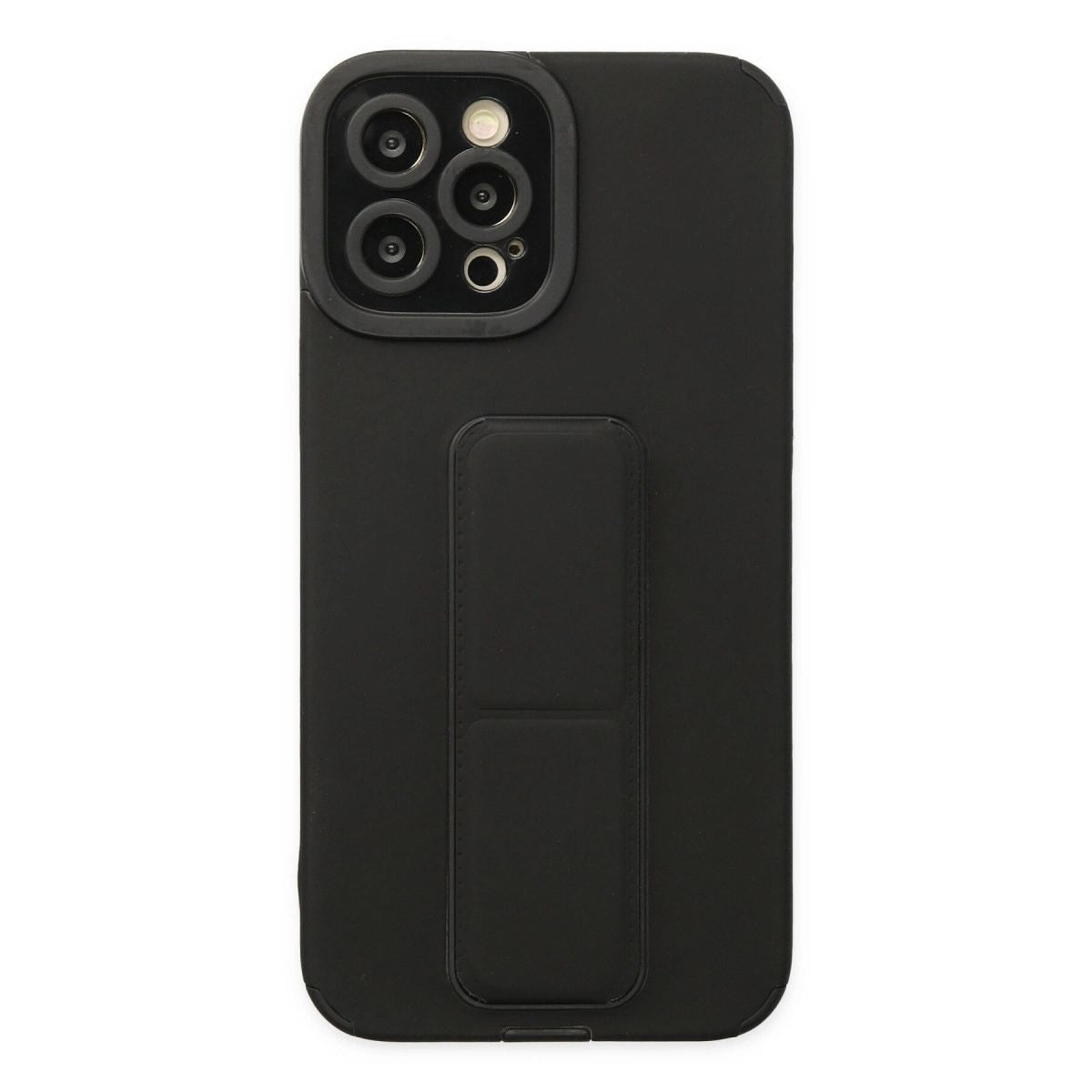Apple İphone 12 Pro Max Kılıf Mega Standlı Silikon - Siyah
