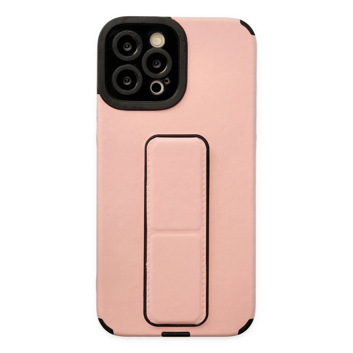 Apple İphone 12 Pro Max Kılıf Mega Standlı Silikon - Pudra