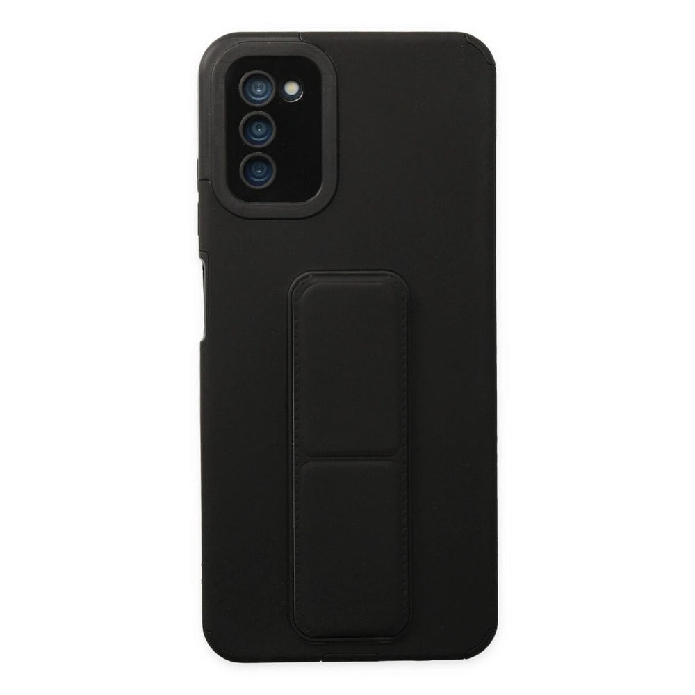 Samsung Galaxy A03s Kılıf Mega Standlı Silikon - Siyah