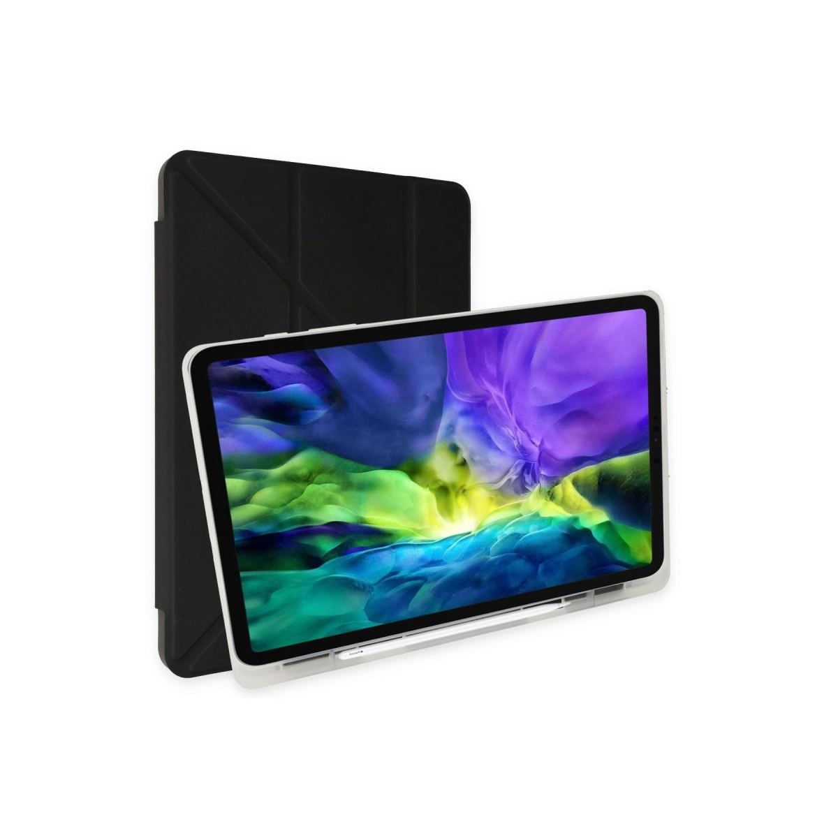 Apple İpad Pro 12.9 (2021) Kılıf Kalemlikli Mars Tablet Kılıfı - Siyah