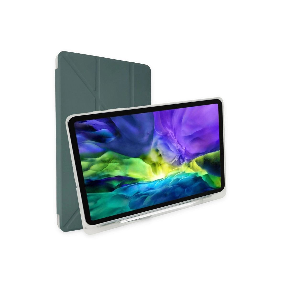 Apple İpad Pro 12.9 (2021) Kılıf Kalemlikli Mars Tablet Kılıfı - Koyu Yeşil