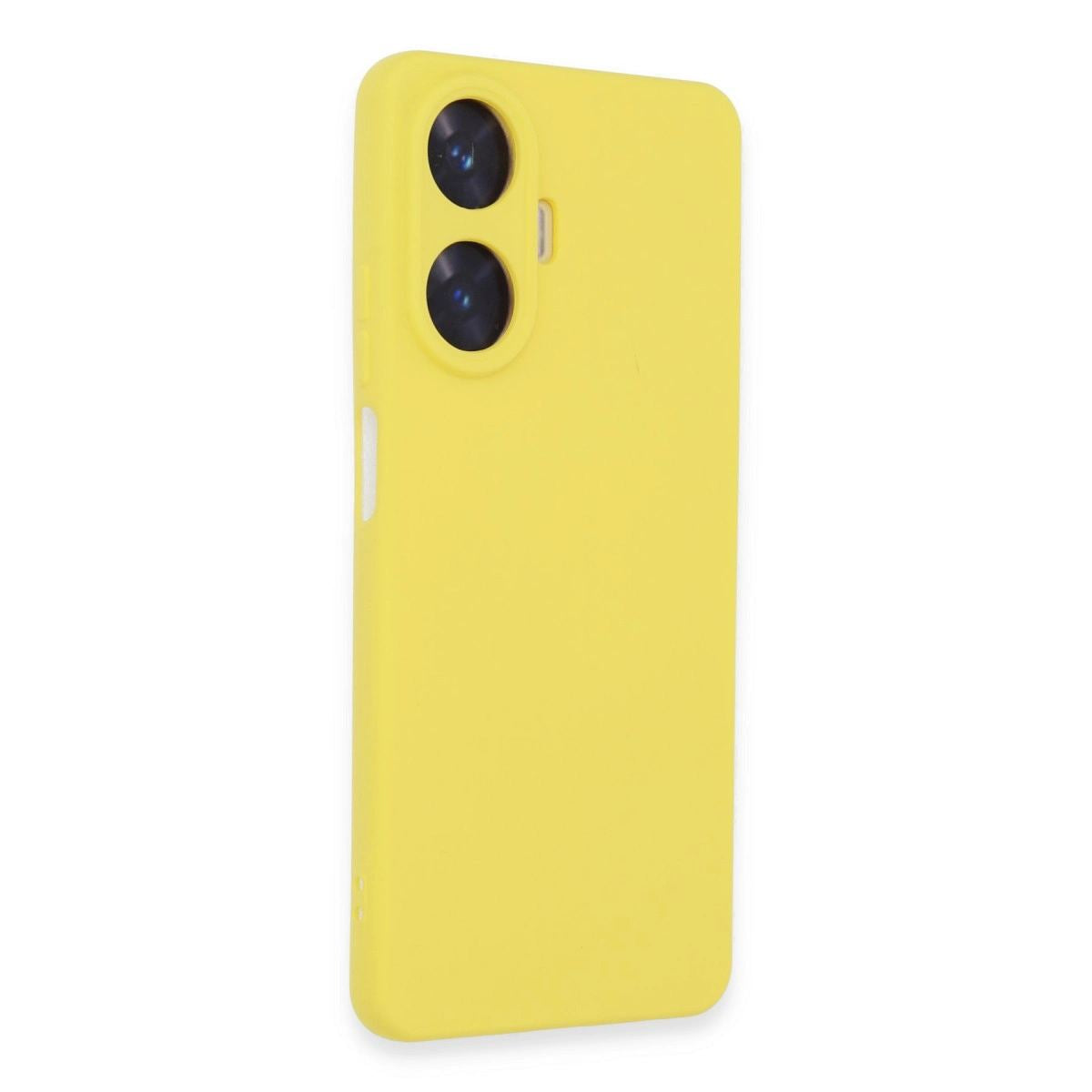 Realme C55 Kılıf Nano İçi Kadife Silikon - Sarı