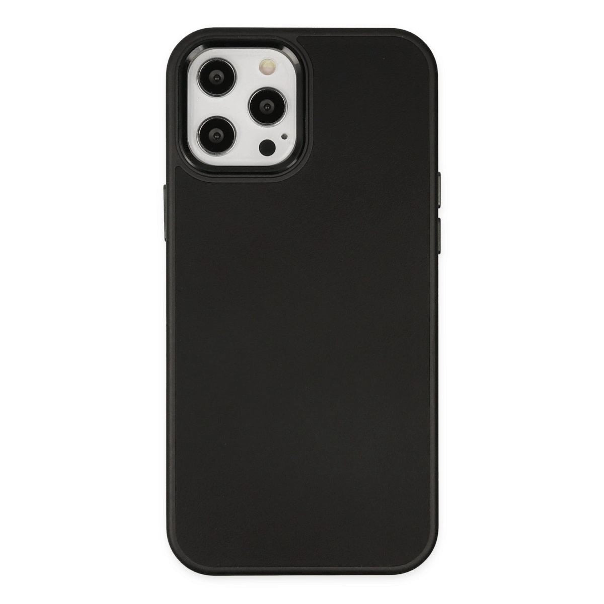 Apple İphone 12 Pro Max Kılıf Asya Deri Silikon - Siyah