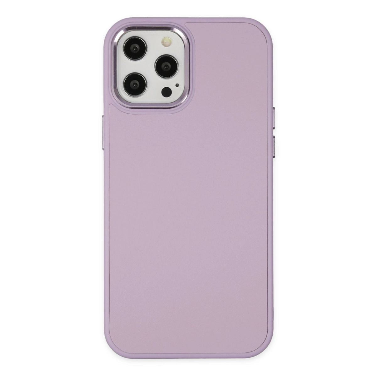Apple İphone 12 Pro Max Kılıf Asya Deri Silikon - Lila
