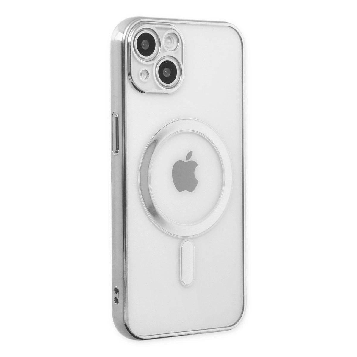 Apple İphone 14 Plus Kılıf Magneticsafe Lazer Silikon - Gümüş