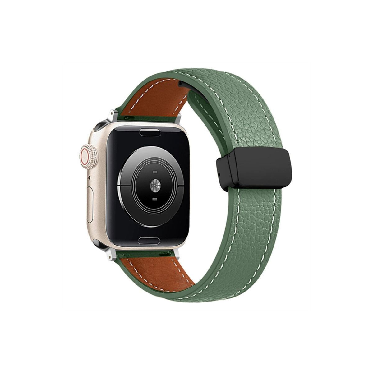 Apple Watch 42mm Kr414 Daks Deri Kordon (saat Değildir) - Koyu Yeşil