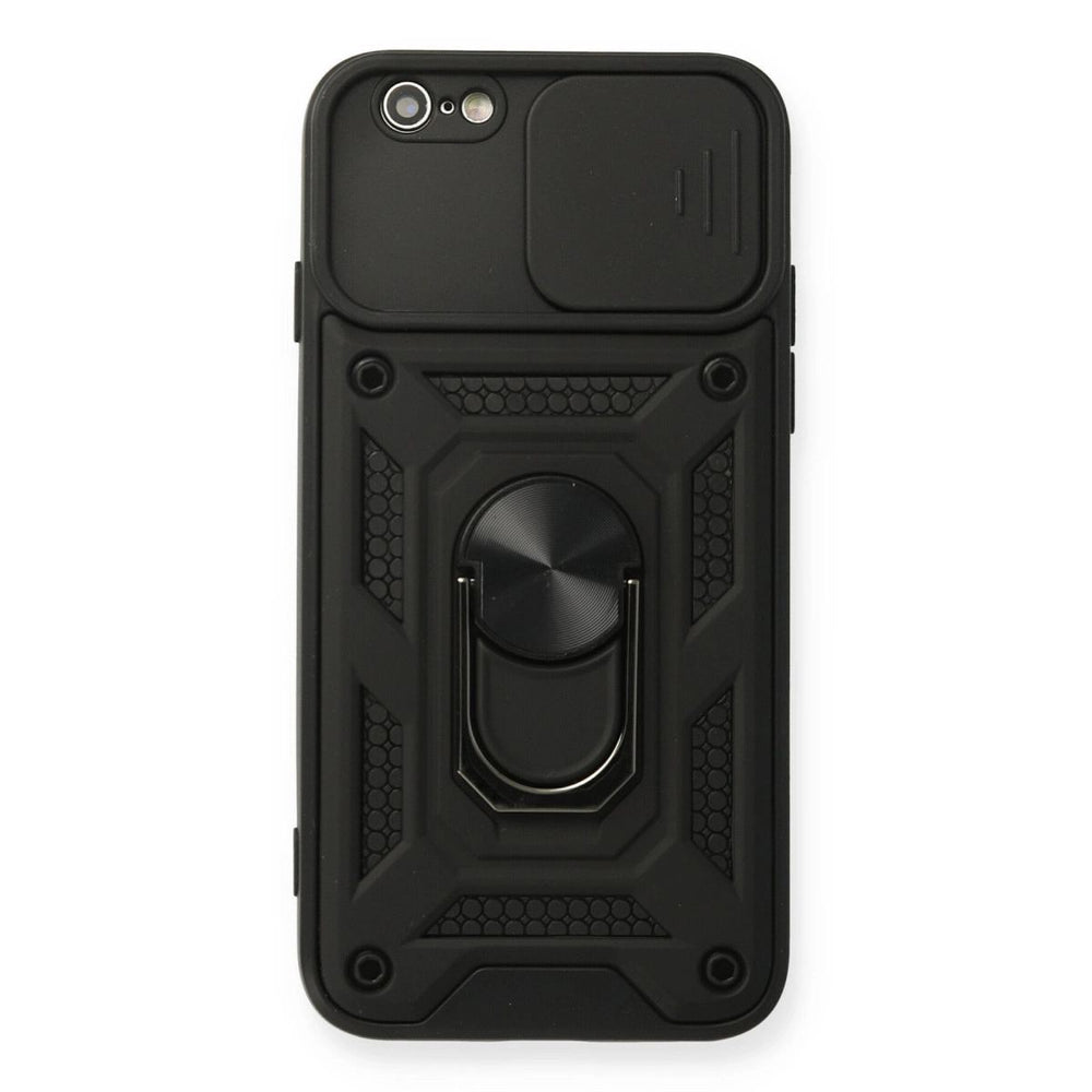 Apple İphone 6 Kılıf Pars Lens Yüzüklü Silikon - Siyah