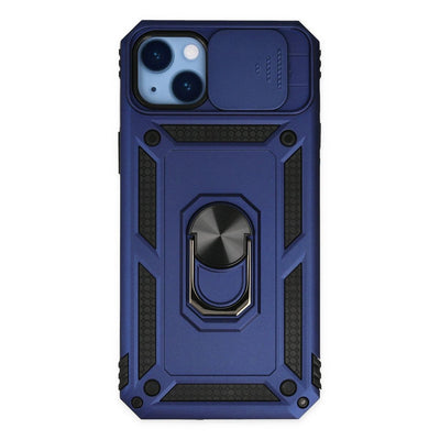 Apple İphone 14 Plus Kılıf Pars Lens Yüzüklü Silikon - Lacivert