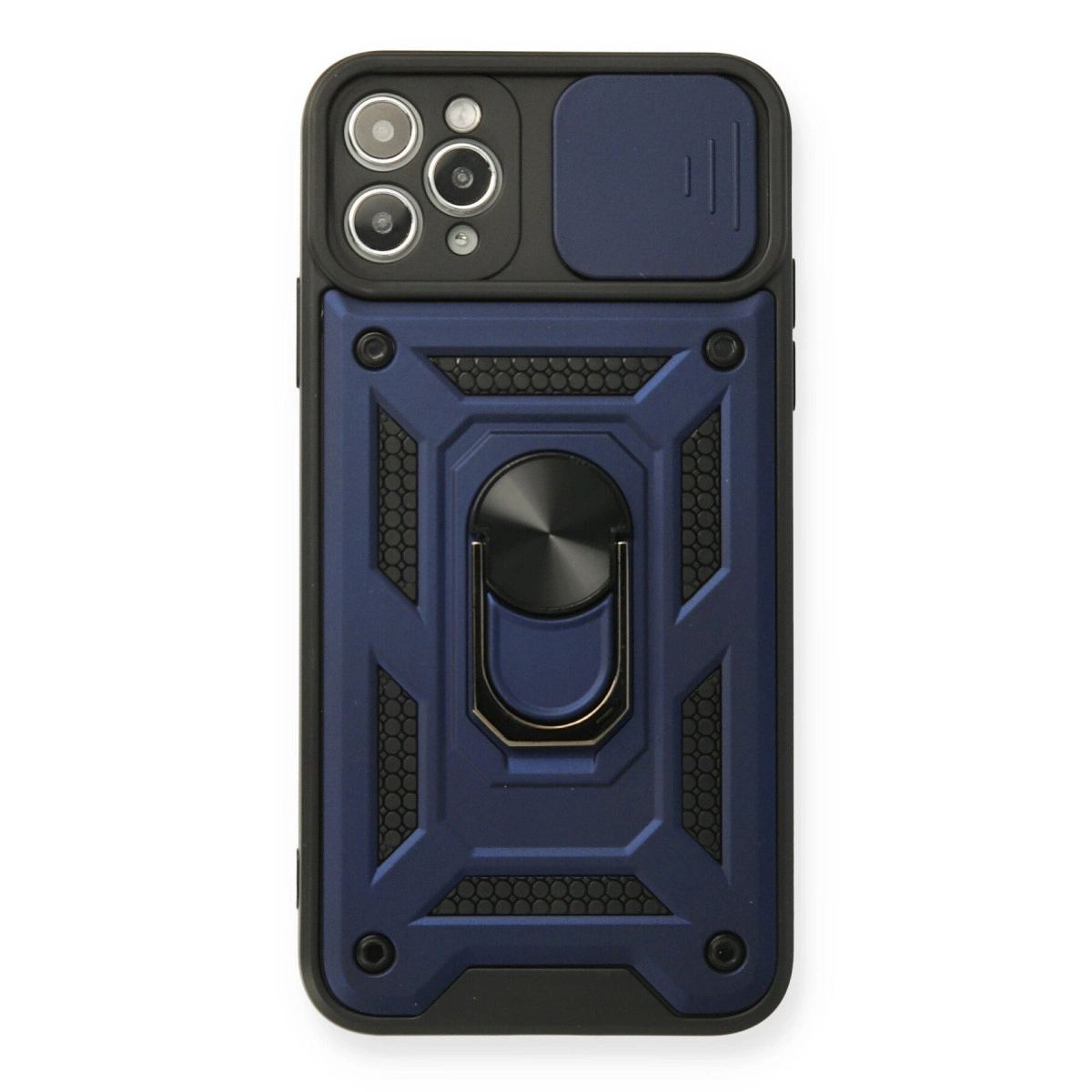 Apple İphone 11 Pro Kılıf Pars Lens Yüzüklü Silikon - Lacivert