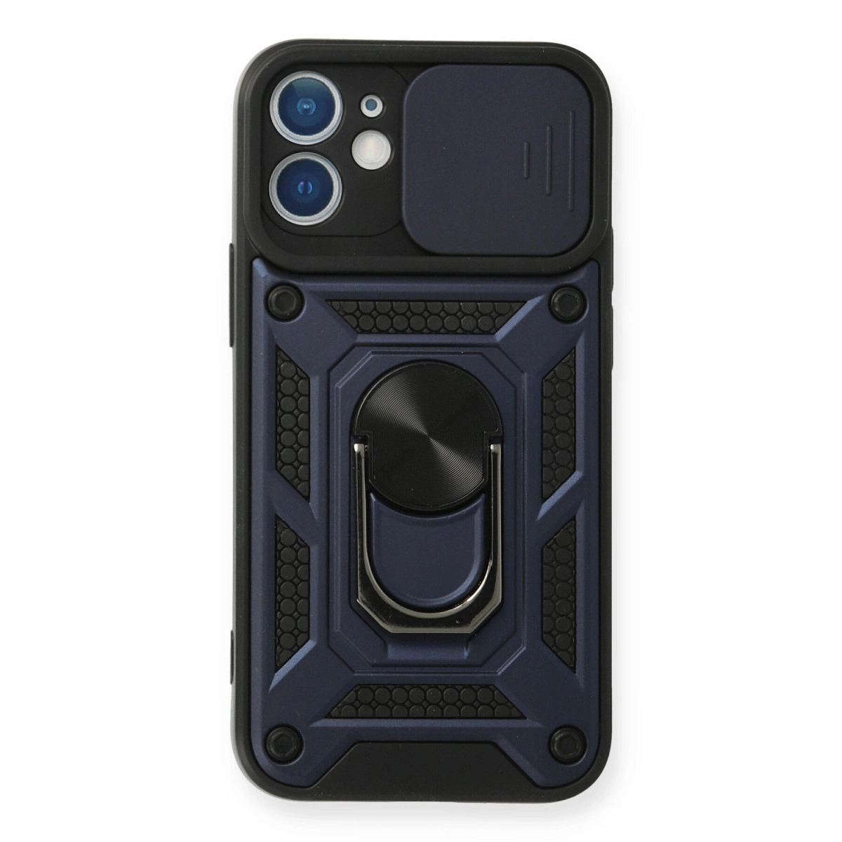 Apple İphone 12 Mini Kılıf Pars Lens Yüzüklü Silikon - Lacivert