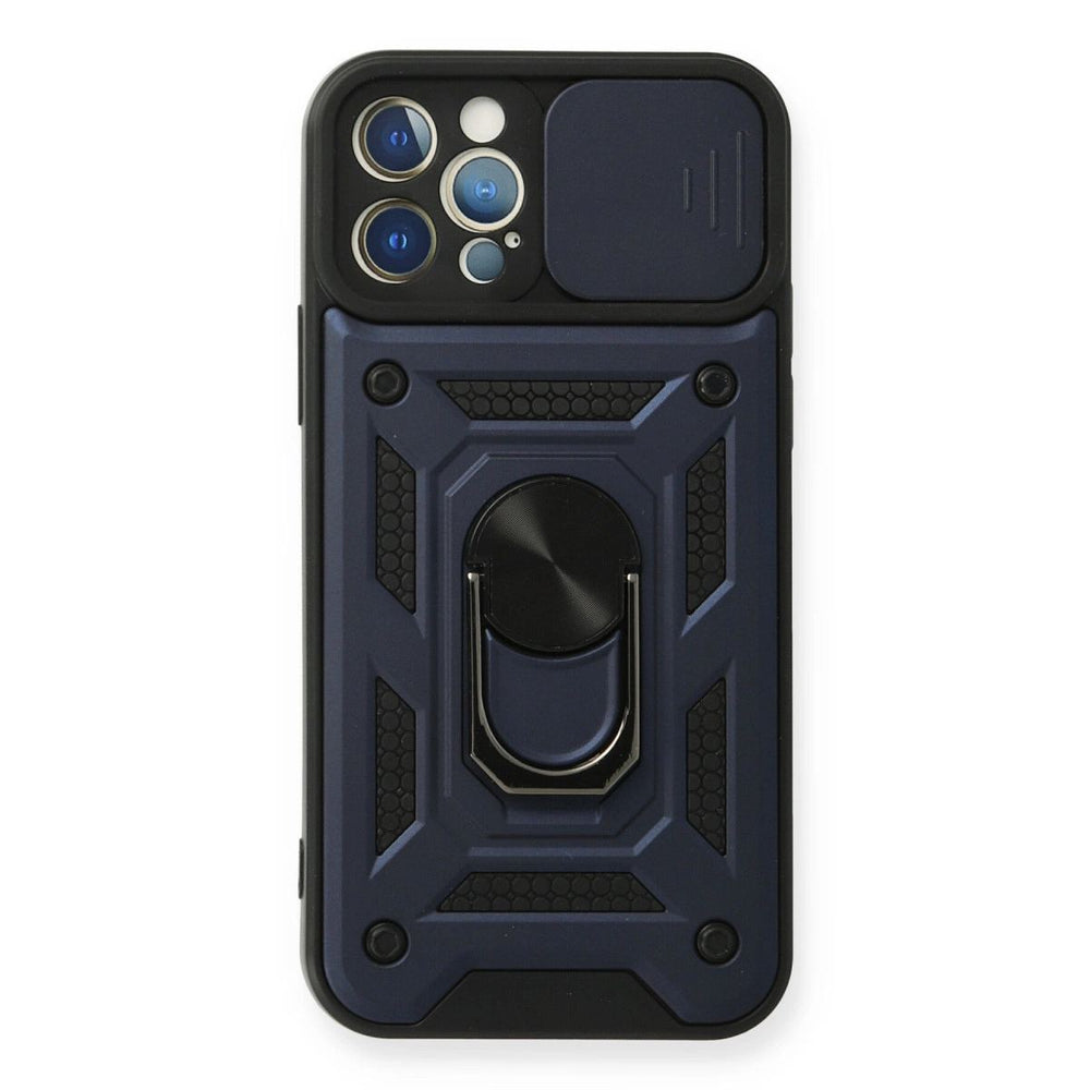 Apple İphone 12 Pro Kılıf Pars Lens Yüzüklü Silikon - Lacivert