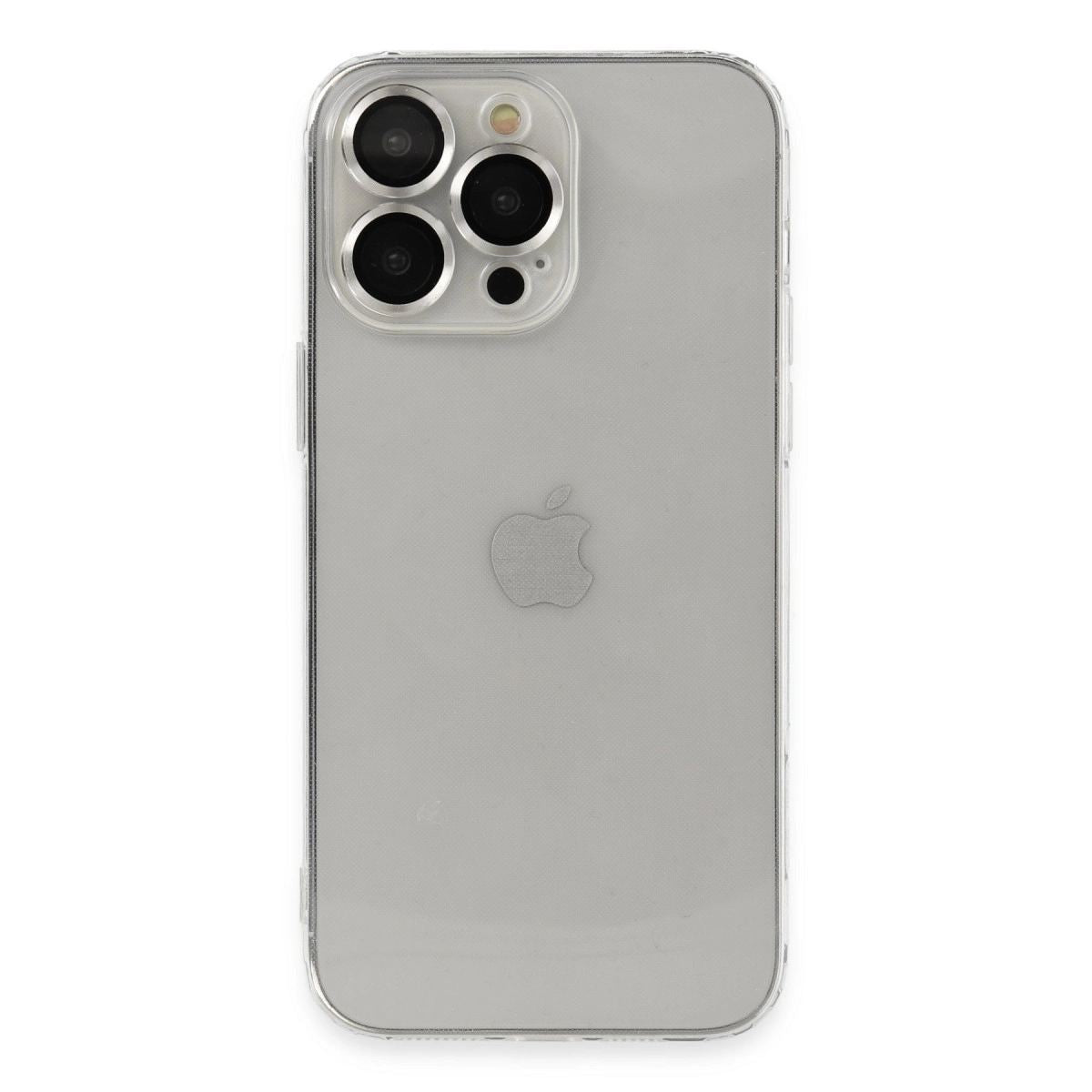 Apple İphone 13 Pro Max Kılıf Luko Lens Silikon - Gümüş