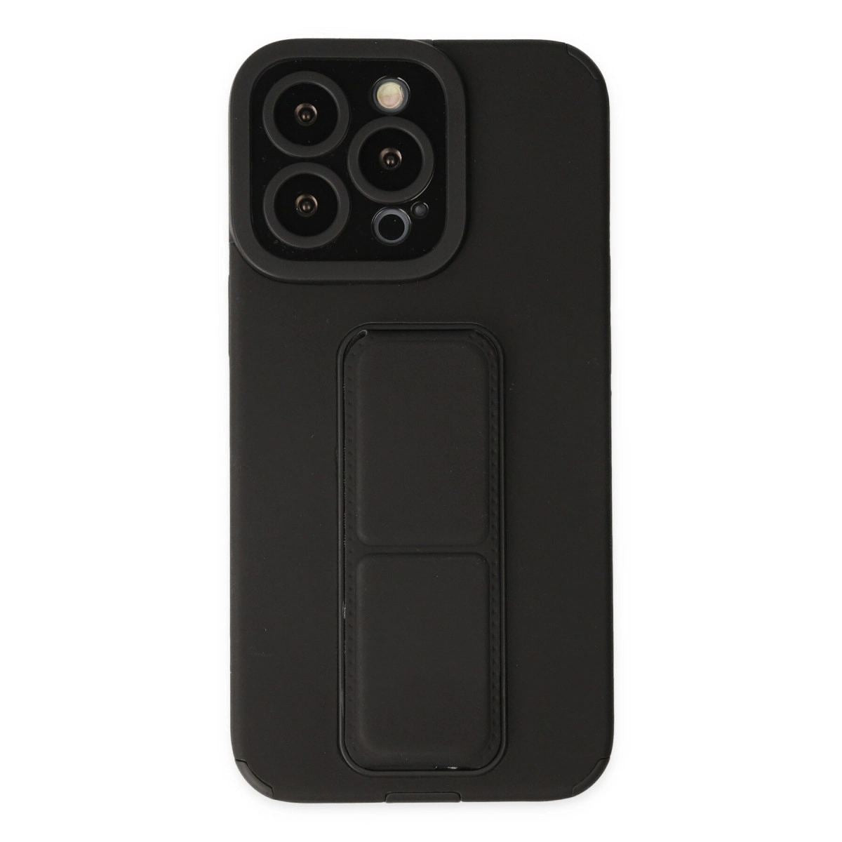 Apple İphone 14 Pro Kılıf Mega Standlı Silikon - Siyah