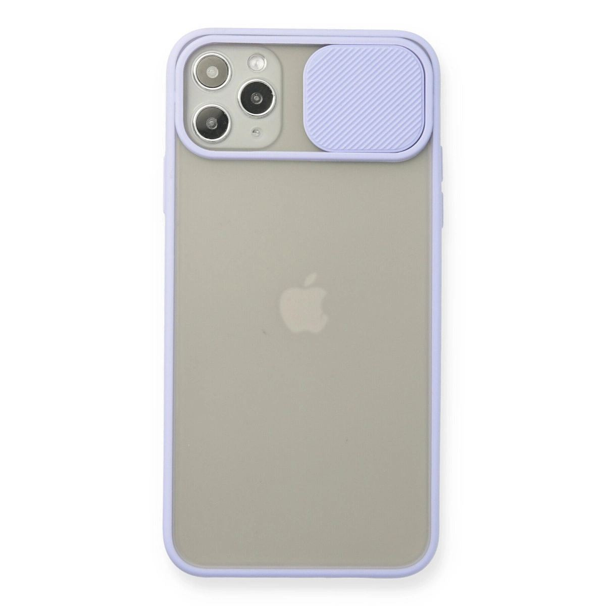 Apple İphone 11 Pro Max Kılıf Palm Buzlu Kamera Sürgülü Silikon - Lila