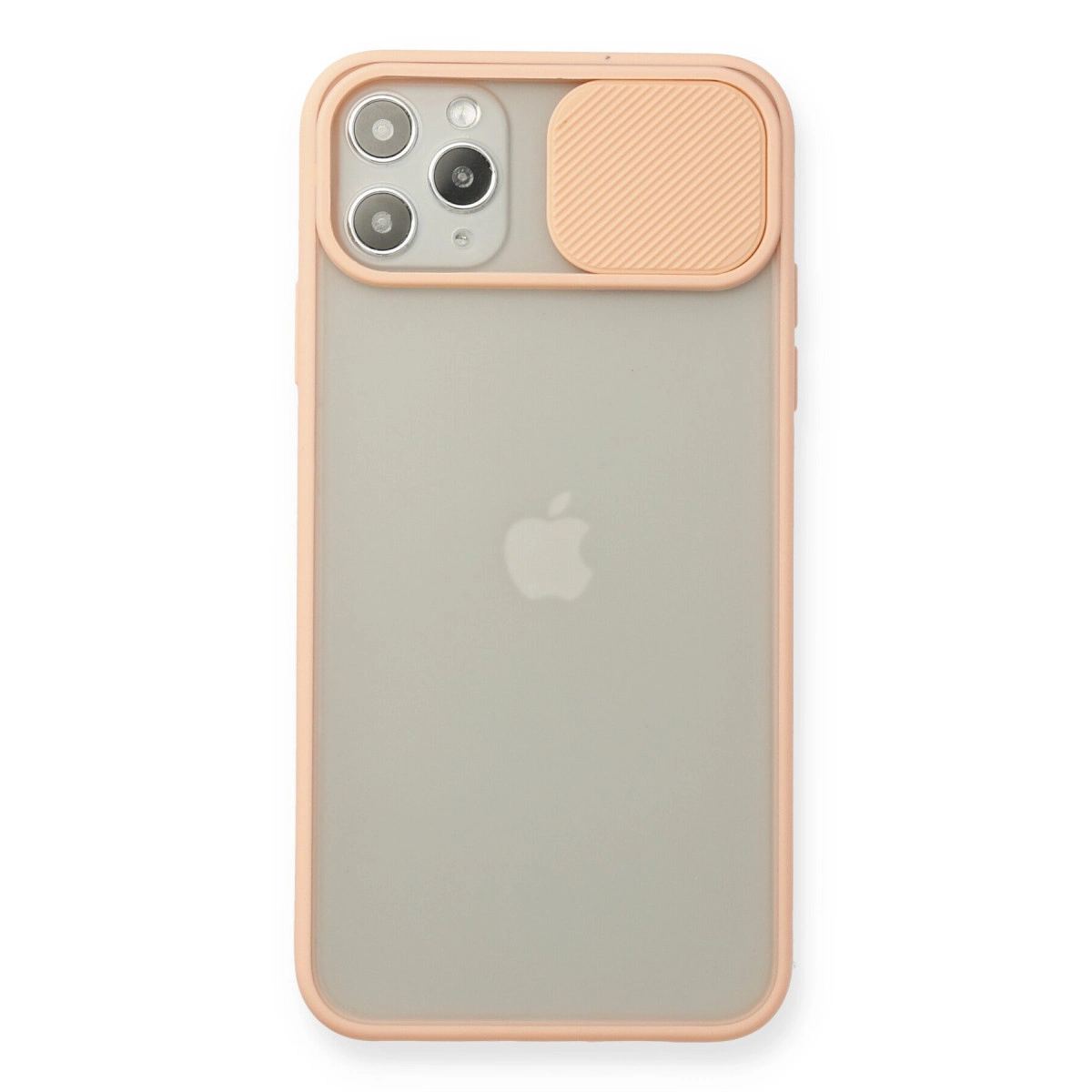 Apple İphone 11 Pro Max Kılıf Palm Buzlu Kamera Sürgülü Silikon - Pembe