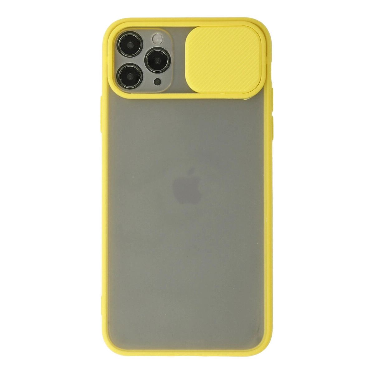 Apple İphone 11 Pro Max Kılıf Palm Buzlu Kamera Sürgülü Silikon - Sarı