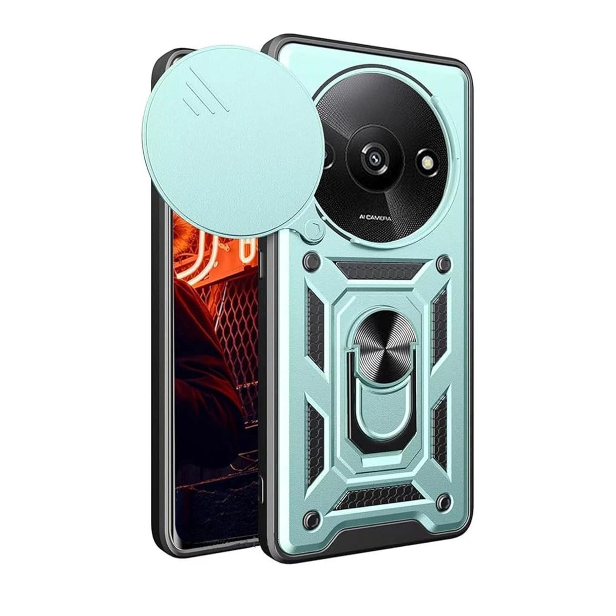 Xiaomi Redmi A3 4g Kılıf Pars Lens Yüzüklü Silikon - Yeşil
