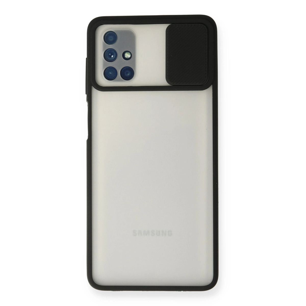 Samsung Galaxy M51 Kılıf Palm Buzlu Kamera Sürgülü Silikon - Siyah
