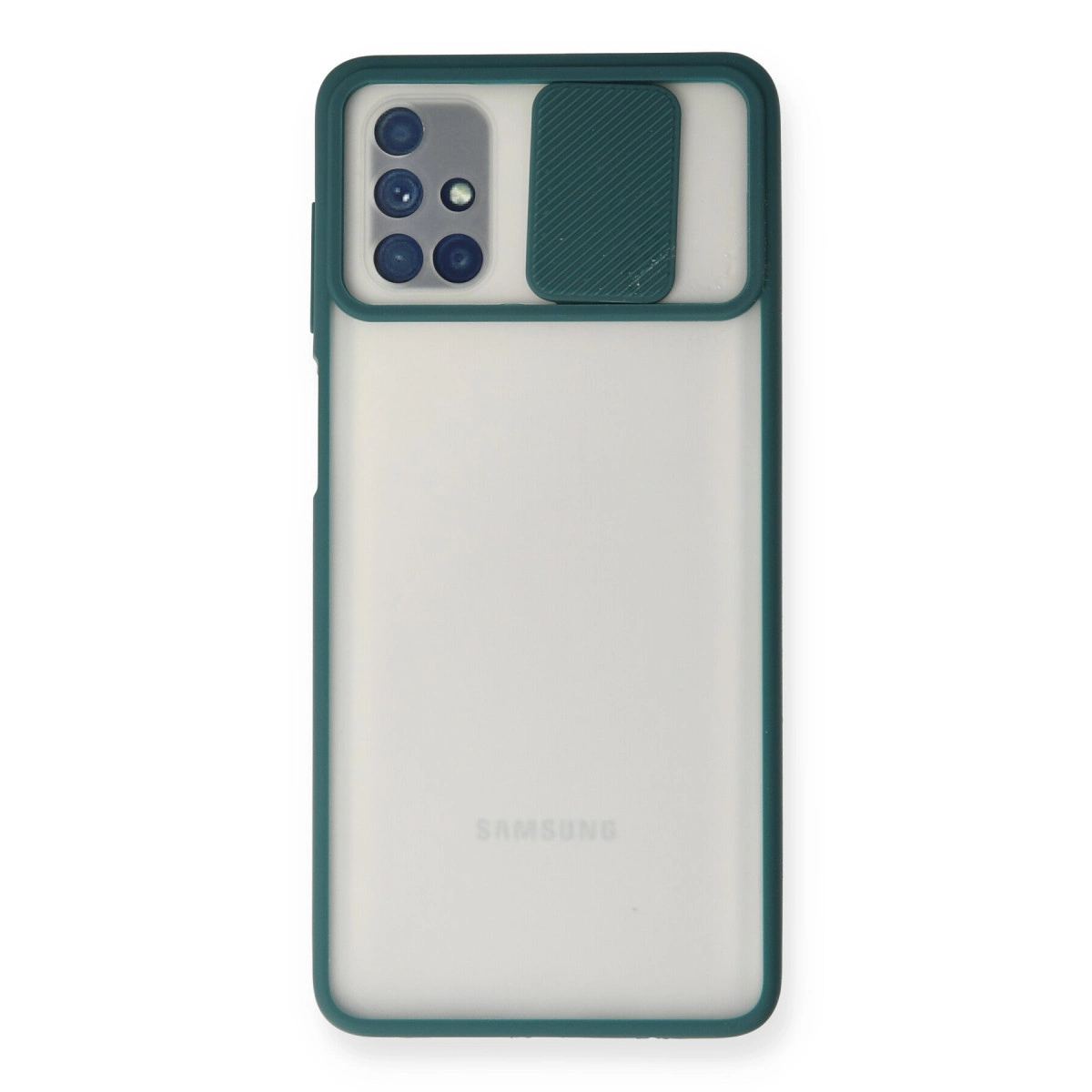 Samsung Galaxy M51 Kılıf Palm Buzlu Kamera Sürgülü Silikon - Yeşil
