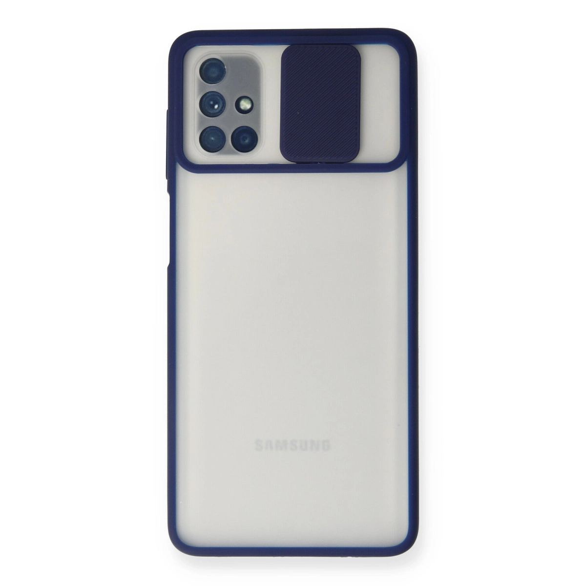 Samsung Galaxy M51 Kılıf Palm Buzlu Kamera Sürgülü Silikon - Lacivert