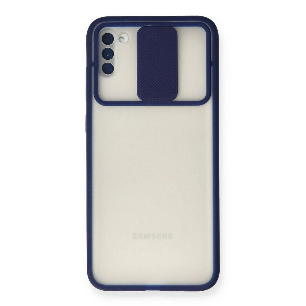 Samsung Galaxy A11 Kılıf Palm Buzlu Kamera Sürgülü Silikon - Lacivert