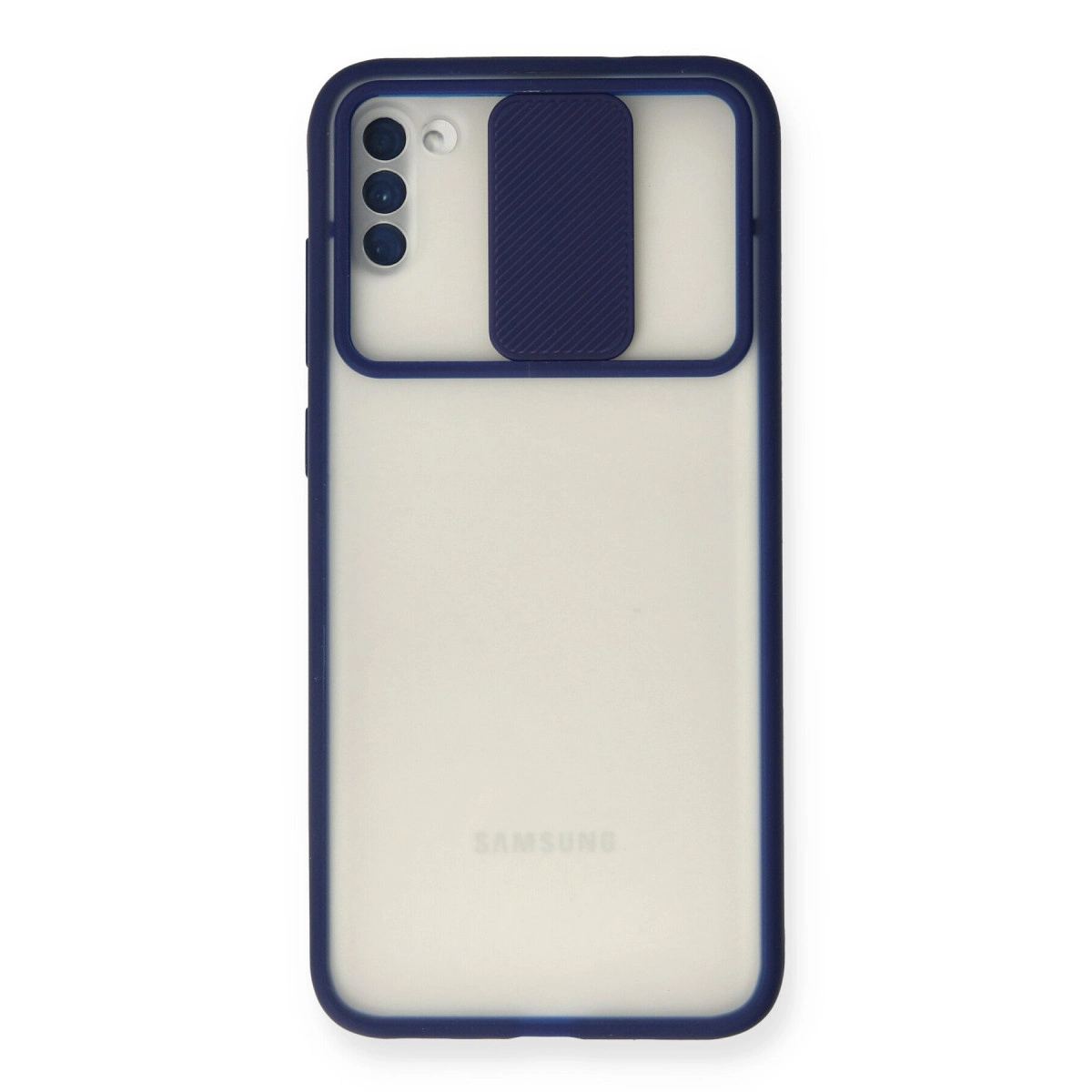Samsung Galaxy A11 Kılıf Palm Buzlu Kamera Sürgülü Silikon - Lacivert