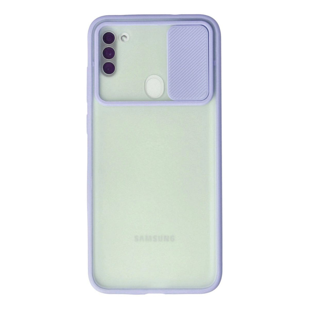 Samsung Galaxy A11 Kılıf Palm Buzlu Kamera Sürgülü Silikon - Lila