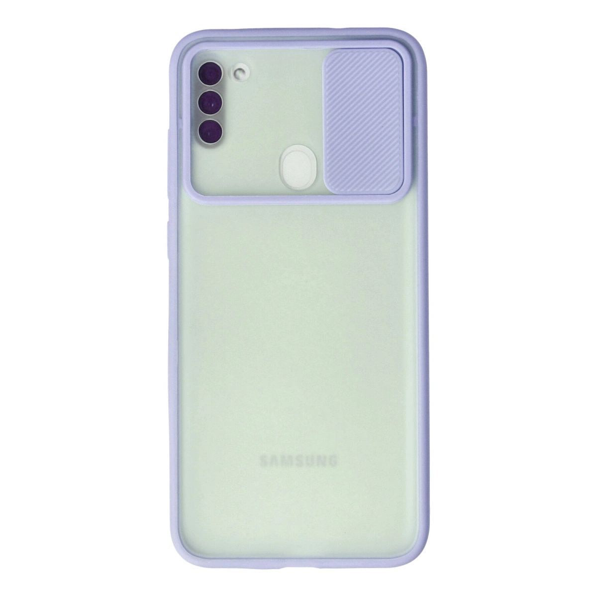 Samsung Galaxy A11 Kılıf Palm Buzlu Kamera Sürgülü Silikon - Lila