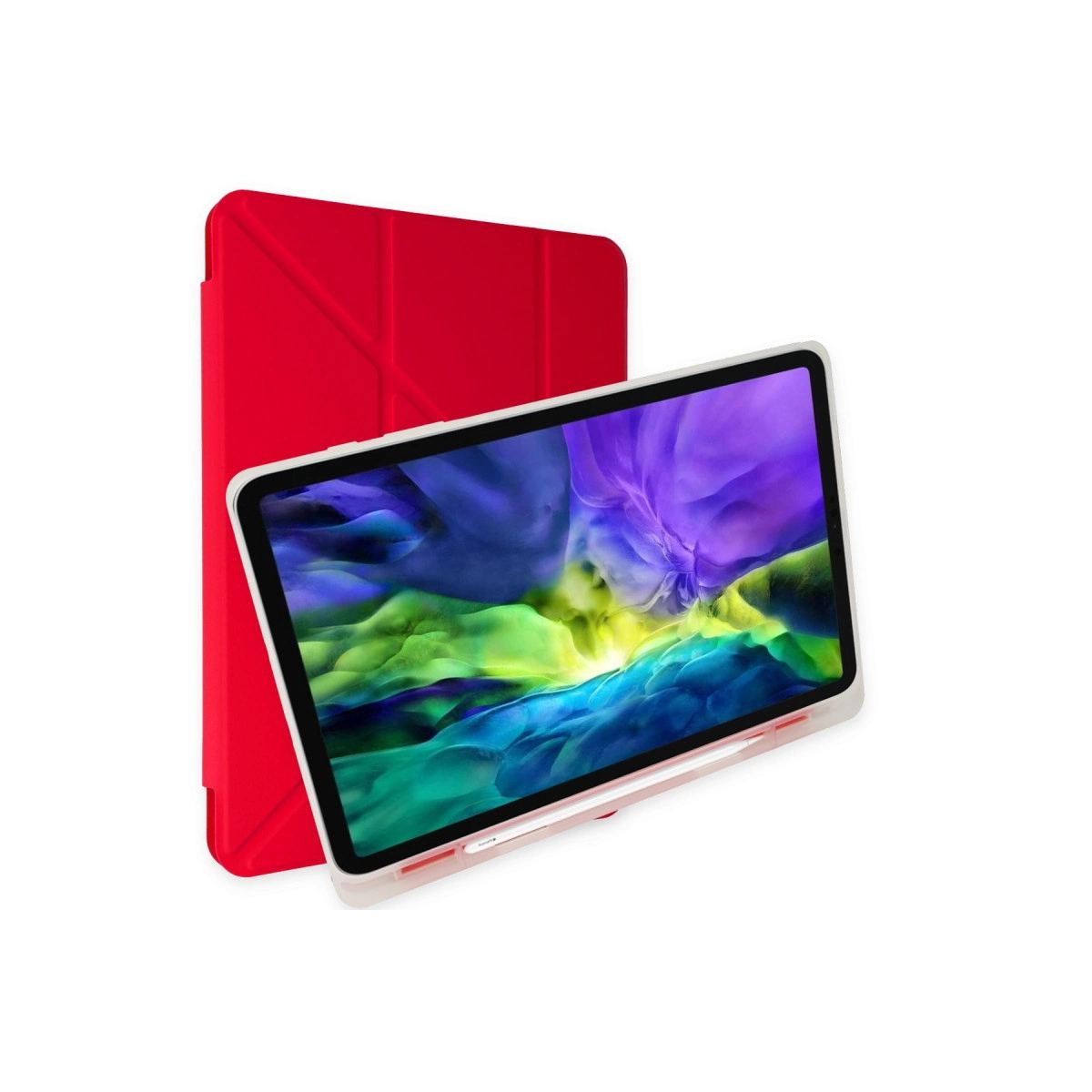 Samsung Galaxy T737 Tab S7 Fe 12.4 Kılıf Kalemlikli Mars Tablet Kılıfı - Kırmızı