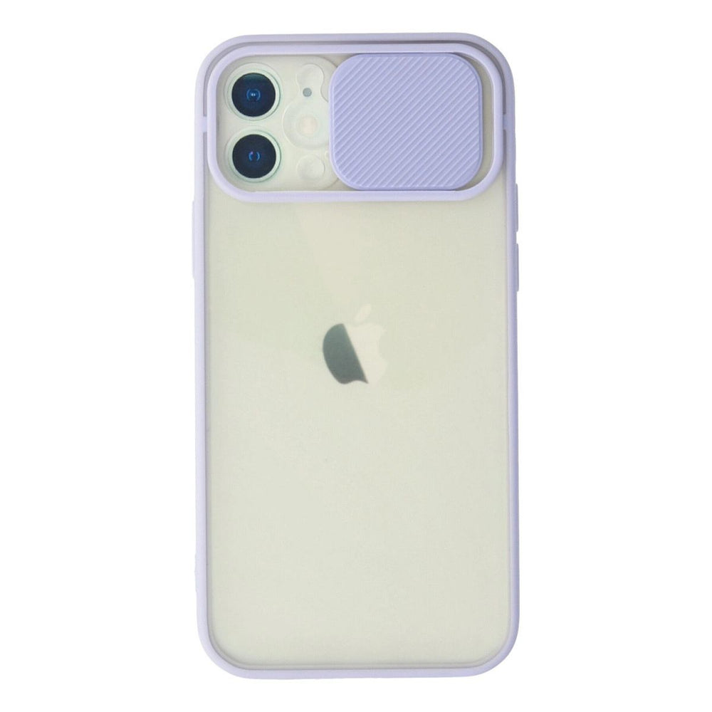 Apple İphone 12 Kılıf Palm Buzlu Kamera Sürgülü Silikon - Lila