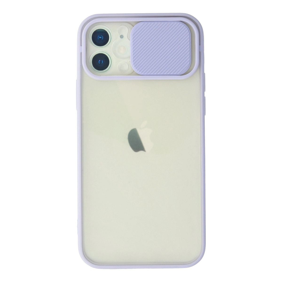 Apple İphone 12 Kılıf Palm Buzlu Kamera Sürgülü Silikon - Lila